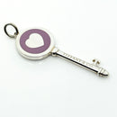 Tiffany & Co Purple Mauve Enamel Heart Key Pendant in Sterling Silver-1