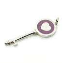 Tiffany & Co Purple Mauve Enamel Heart Key Pendant in Sterling Silver-2