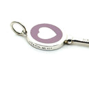 Tiffany & Co Purple Mauve Enamel Heart Key Pendant in Sterling Silver-3
