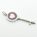 Tiffany & Co Purple Mauve Enamel Heart Key Pendant in Sterling Silver-4