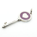 Tiffany & Co Purple Mauve Enamel Heart Key Pendant in Sterling Silver-5
