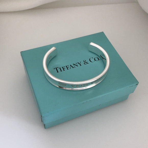 Small 6" Tiffany & Co Sterling Silver 1837 Wide Cuff Bracelet