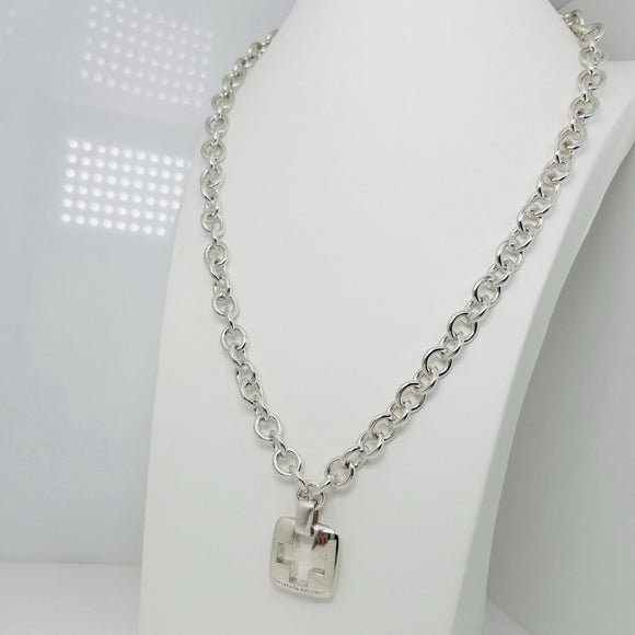 22" Tiffany & Co Mens Roman Cross Necklace in Silver Large Link Plus Size