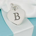 Tiffany Letter B Heart Pendant or Charm Notes Alphabet in Sterling Silver - 1