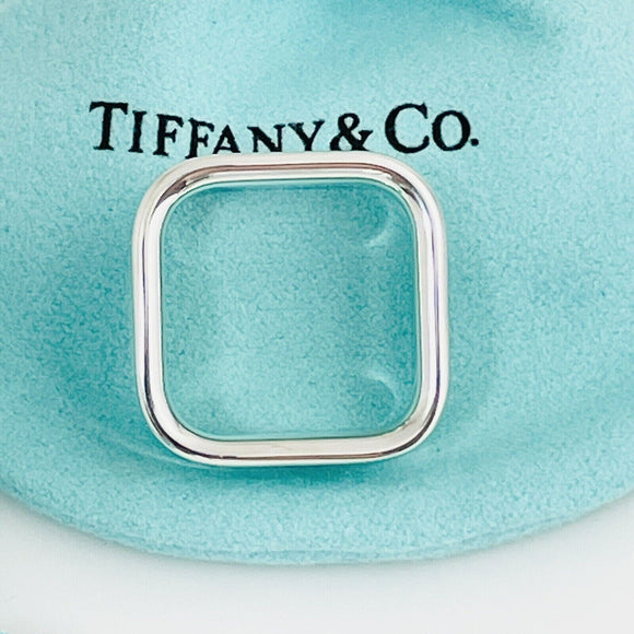 Size 8.5 Tiffany 1837 Square Ring in Sterling Silver Unisex Mens