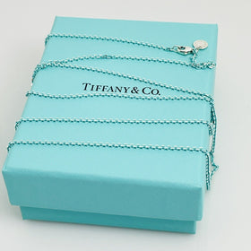 18" Tiffany & Co Sparkler Blue Coated Silver Enamel Chain Necklace 1.7mm Links - 0