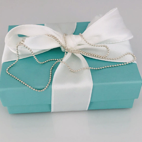 Tiffany & Co 30” Sterling Silver Dainty 1mm Bead Chain Necklace