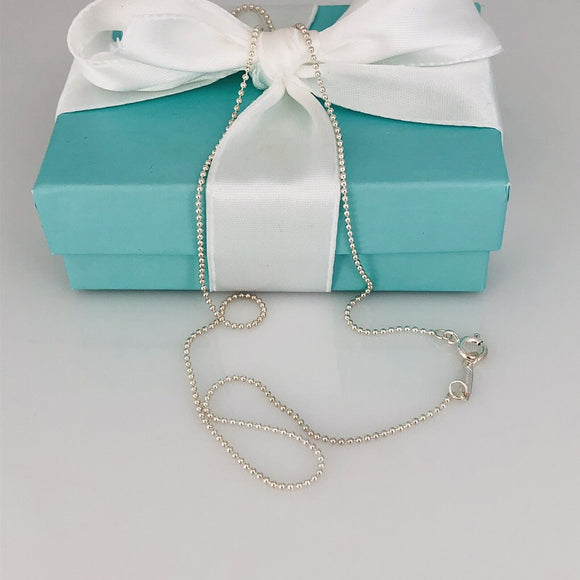 Tiffany & Co 30” Sterling Silver Dainty 1mm Bead Chain Necklace