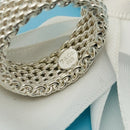 Size 8 Tiffany & Co Mens Unisex Silver Somerset Mesh Weave Flexible Dome Ring-5