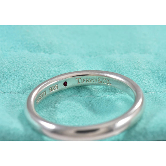 Size 8.5 Tiffany & Co Red Ruby Stacking Ring by Elsa Peretti in Sterling Silver