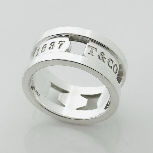 Size 5.5 Tiffany & Co 1837 Cutout Ring Stencil Open Mens Band Unisex