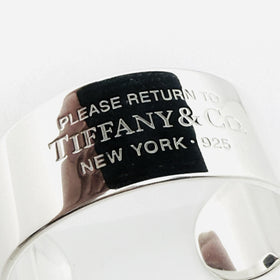 Size 6.25" Please Return to Tiffany & Co Wide Cuff Bracelet in Sterling Silver - 0