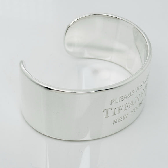 Size 6.25" Please Return to Tiffany & Co Wide Cuff Bracelet in Sterling Silver