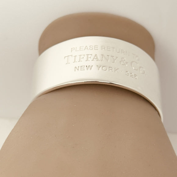 Size 6.25" Please Return to Tiffany & Co Wide Cuff Bracelet in Sterling Silver