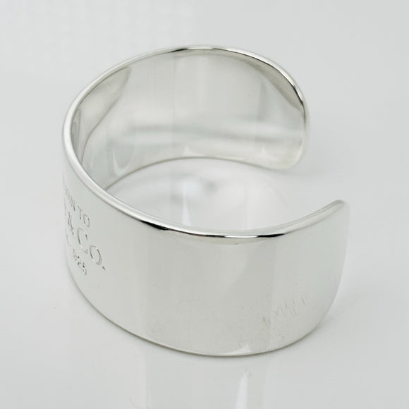 Size 6.25" Please Return to Tiffany & Co Wide Cuff Bracelet in Sterling Silver