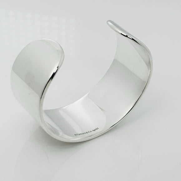 Size 6.25" Please Return to Tiffany & Co Wide Cuff Bracelet in Sterling Silver