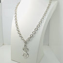 RARE Tiffany & Co Dollar Sign Money Pendant Chain Necklace in Sterling Silver-3