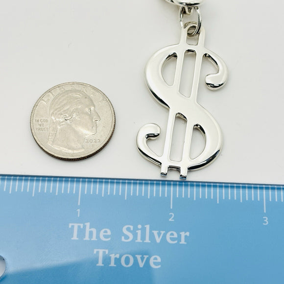 RARE Tiffany & Co Dollar Sign Money Pendant Chain Necklace in Sterling Silver
