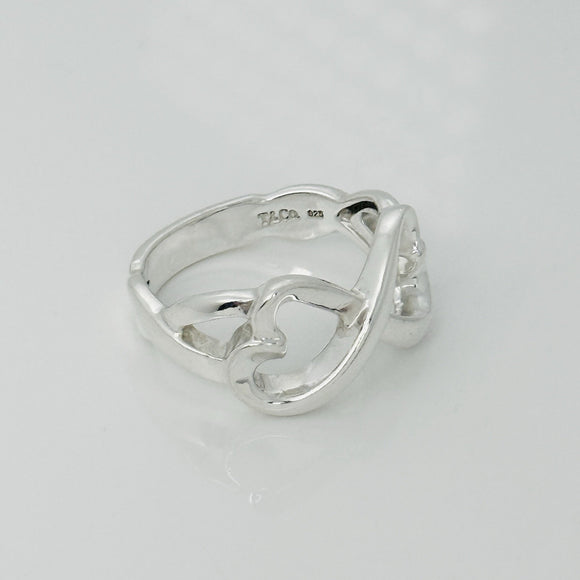 Size 7.5 Tiffany Eternal Infinity Loving Hearts Ring Band Paloma Picasso Silver