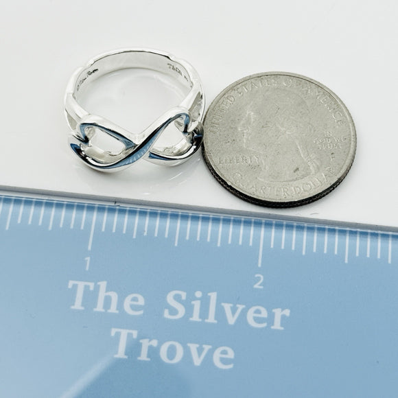 Size 7.5 Tiffany Eternal Infinity Loving Hearts Ring Band Paloma Picasso Silver