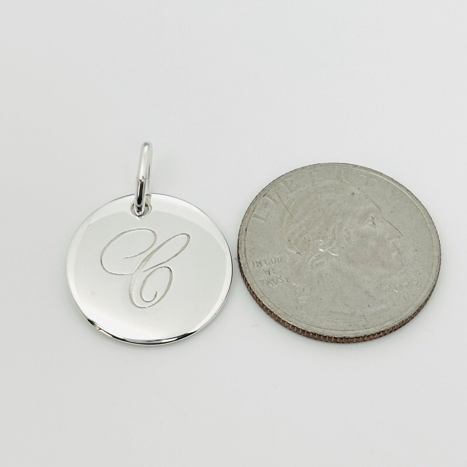 Tiffany Letter C Notes Pendant Initial Round Circle Notes Disc