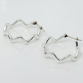 Tiffany ZigZag Hoop Earrings in 925 Sterling Silver by Paloma Picasso