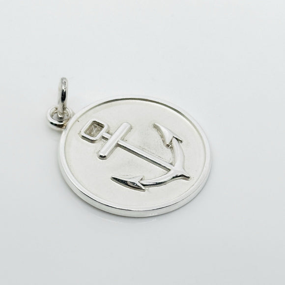 Tiffany Circle Anchor Round Charm or Pendant
