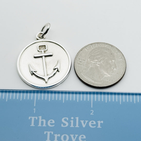 Tiffany Circle Anchor Round Charm or Pendant