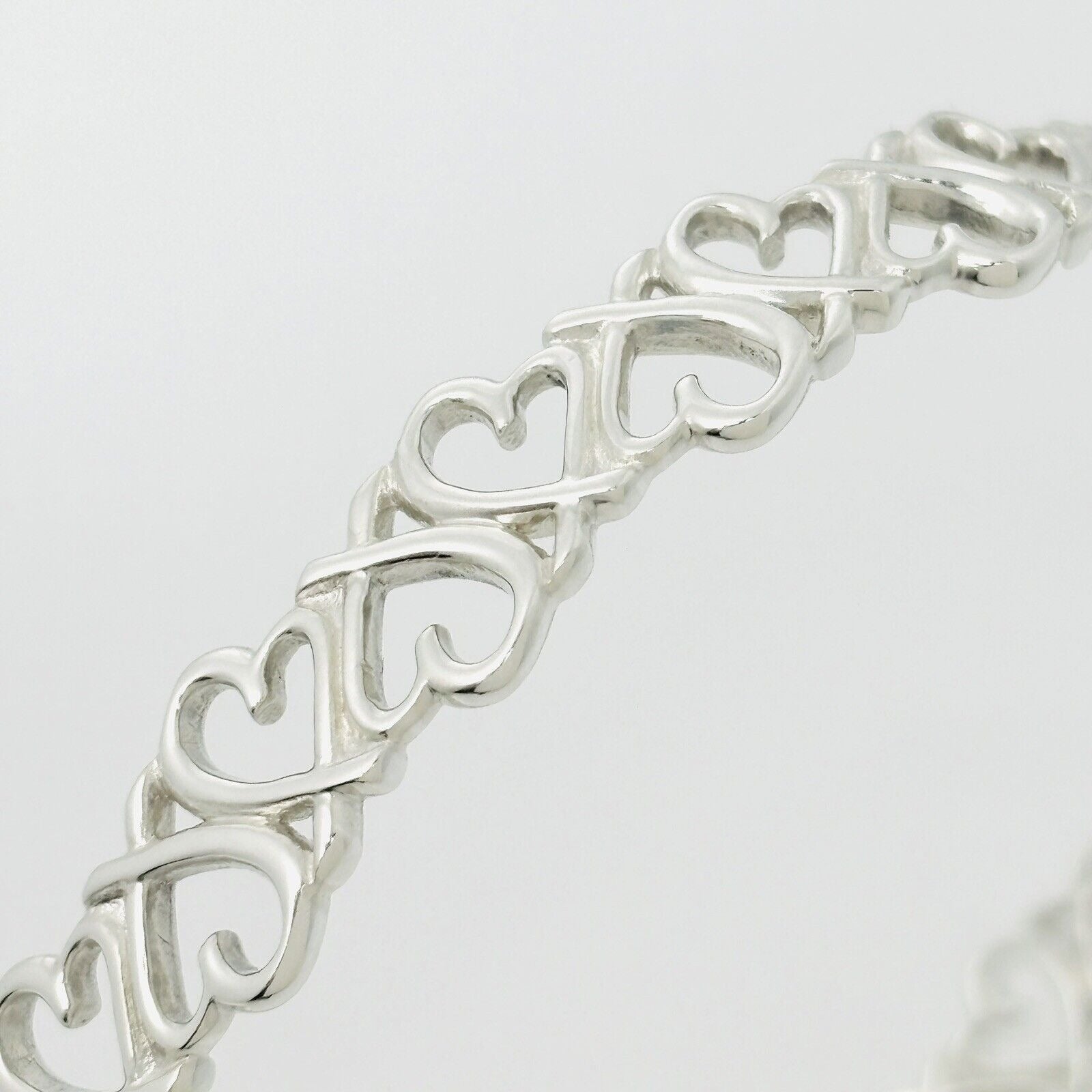 Large 8" Tiffany Loving Hearts Bangle Bracelet by Paloma Picasso in Silver