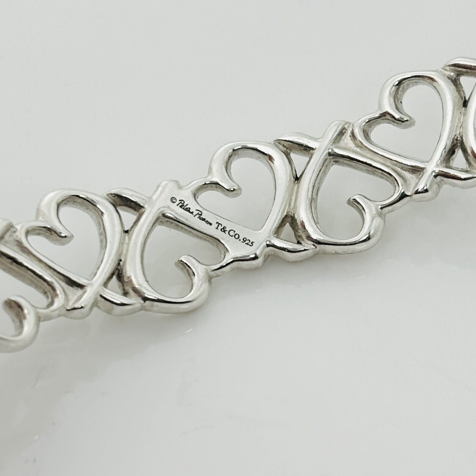 Large 8" Tiffany Loving Hearts Bangle Bracelet by Paloma Picasso in Silver