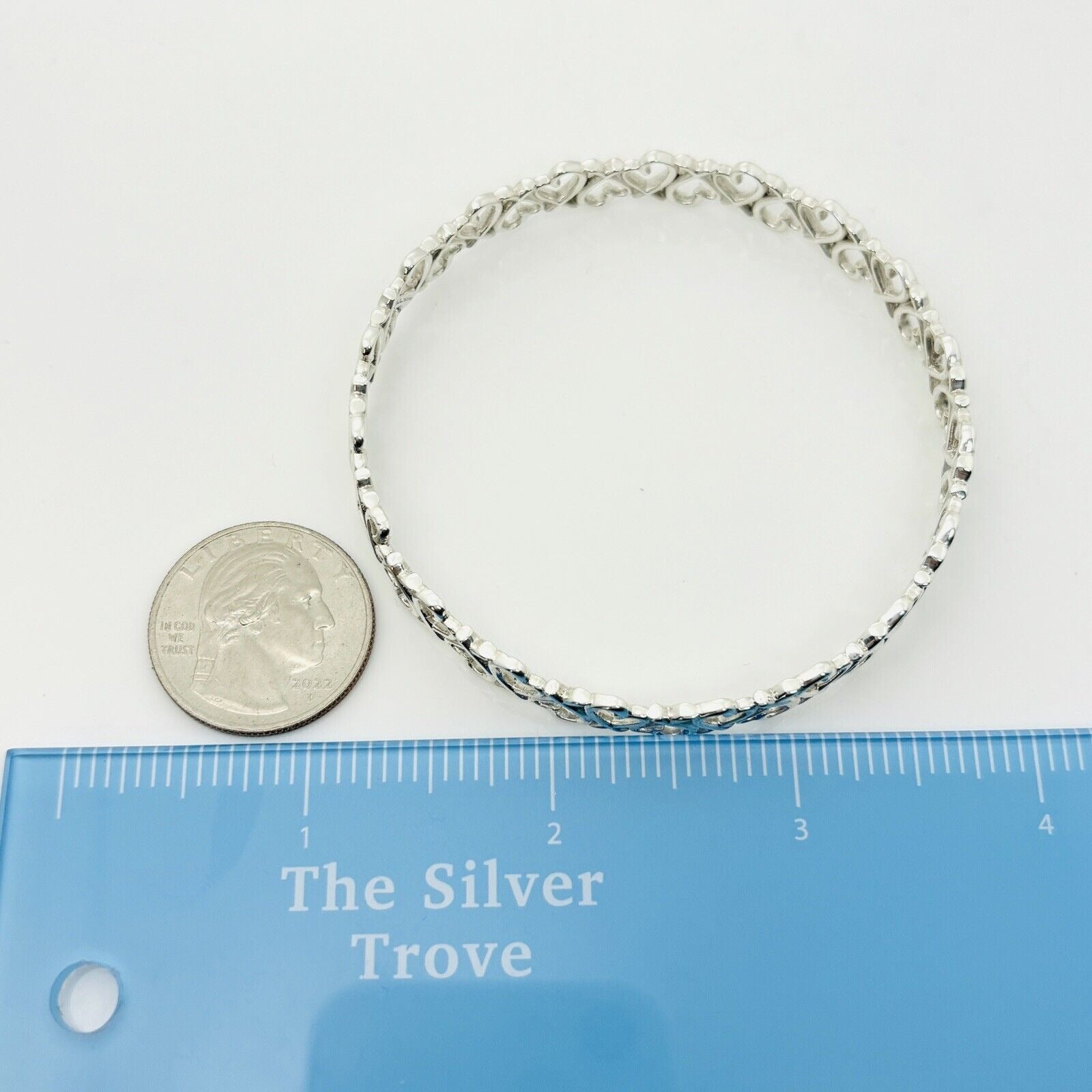 Large 8" Tiffany Loving Hearts Bangle Bracelet by Paloma Picasso in Silver