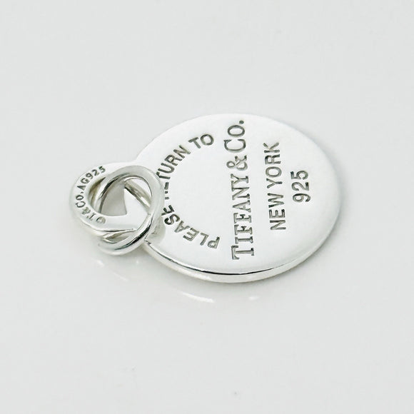 Return to Tiffany& Co. Round Heart Charm or Pendant in Blue enamel and Silver
