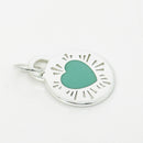 Return to Tiffany& Co. Round Heart Charm or Pendant in Blue enamel and Silver-14