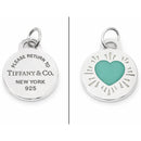 Return to Tiffany& Co. Round Heart Charm or Pendant in Blue enamel and Silver-9