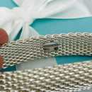 7" Tiffany & Co Somerset Flexible Mesh Weave Bangle Bracelet in Sterling Silver-3