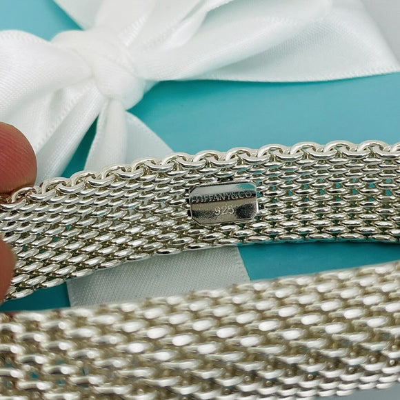 7" Tiffany & Co Somerset Flexible Mesh Weave Bangle Bracelet in Sterling Silver