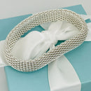 7" Tiffany & Co Somerset Flexible Mesh Weave Bangle Bracelet in Sterling Silver-6