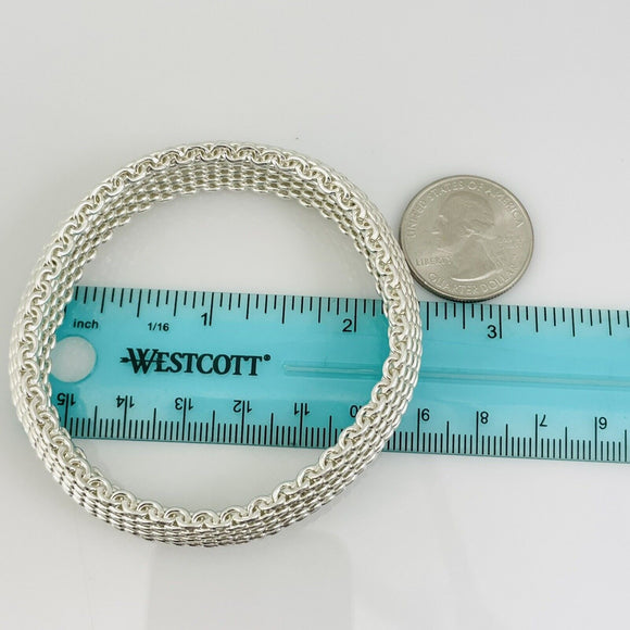 7" Tiffany & Co Somerset Flexible Mesh Weave Bangle Bracelet in Sterling Silver