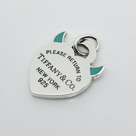 Please Return to Tiffany & Co Devil Horns Charm or Pendant in Blue Enamel and Silver - 0