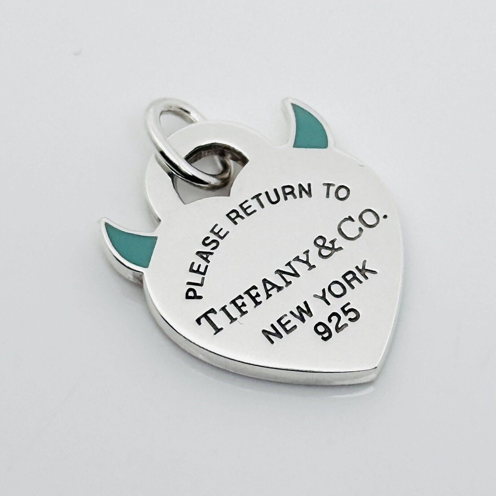Please Return to Tiffany & Co Devil Horns Charm or Pendant in Blue Enamel and Silver