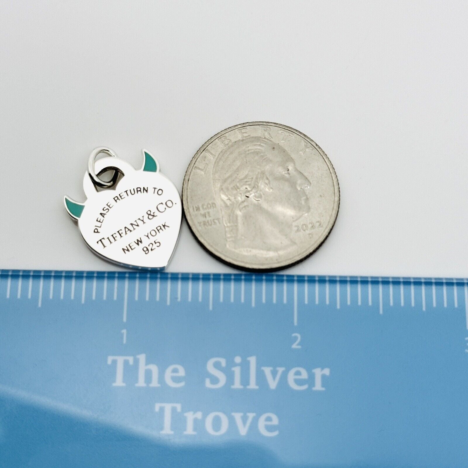 Please Return to Tiffany & Co Devil Horns Charm or Pendant in Blue Enamel and Silver