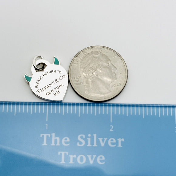 Please Return to Tiffany & Co Devil Horns Charm or Pendant in Blue Enamel and Silver