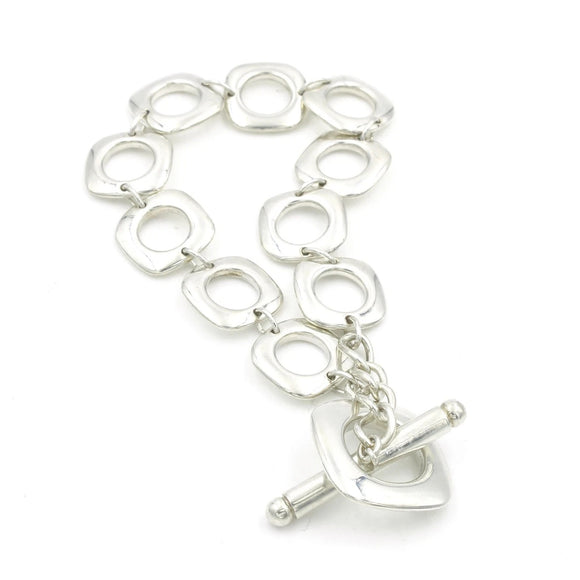 7.75" Tiffany Cushion Link Toggle Bracelet in Sterling Silver