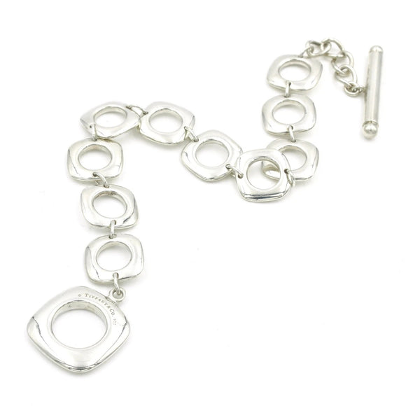 7.75" Tiffany Cushion Link Toggle Bracelet in Sterling Silver