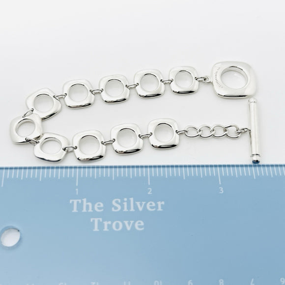7.75" Tiffany Cushion Link Toggle Bracelet in Sterling Silver