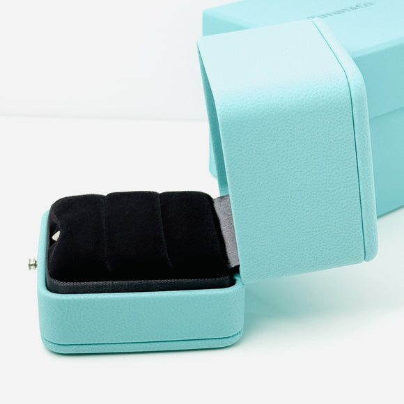 Tiffany & Co Blue Leather Empty Double 2 Ring Box and Blue Gift Box