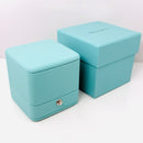 Tiffany & Co Blue Leather Empty Double 2 Ring Box and Blue Gift Box-5