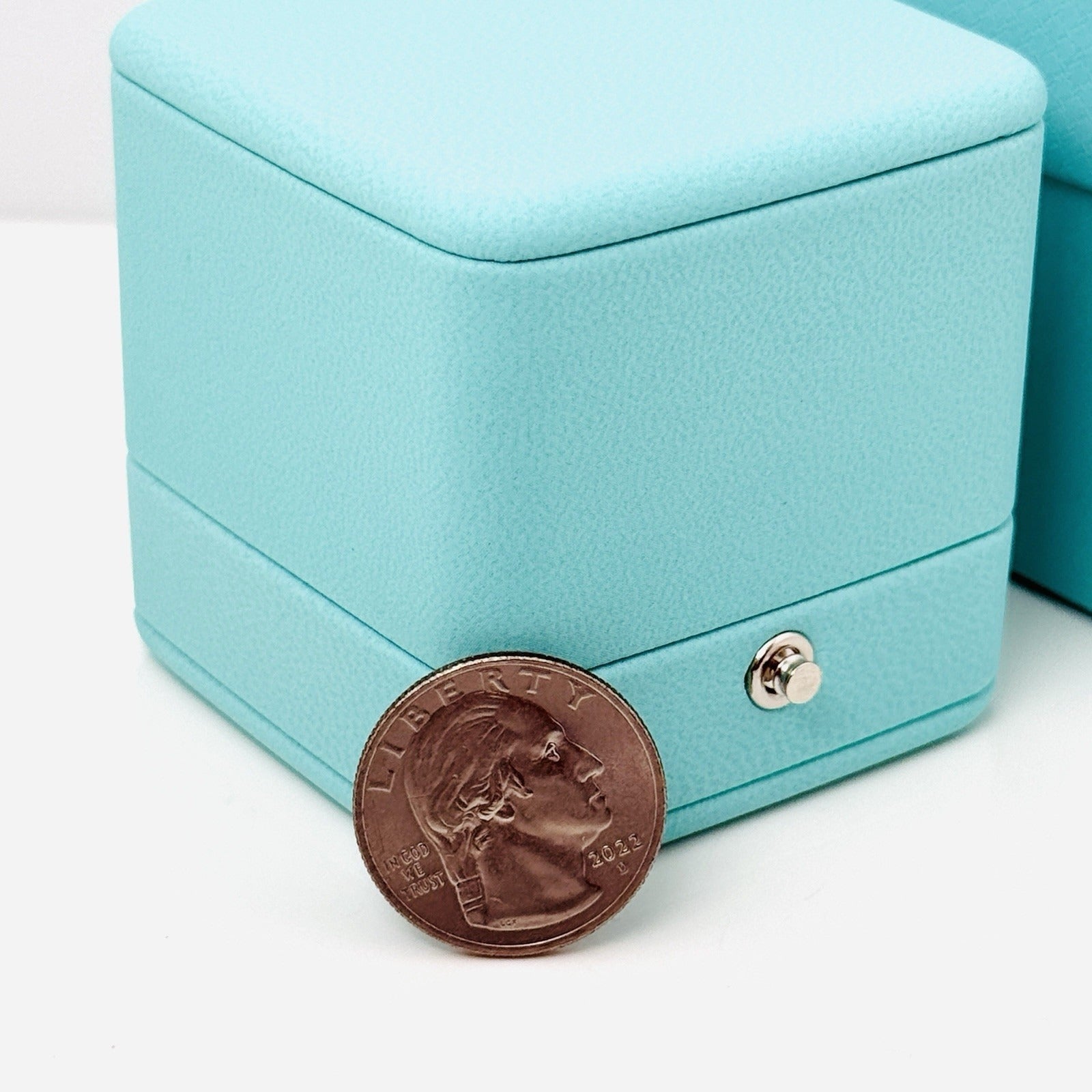 Tiffany & Co Blue Leather Empty Double 2 Ring Box and Blue Gift Box