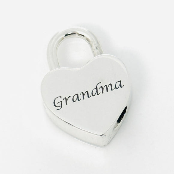 Tiffany & Co. Grandma Grandmother Heart Padlock Charm Pendant in 925 Silver