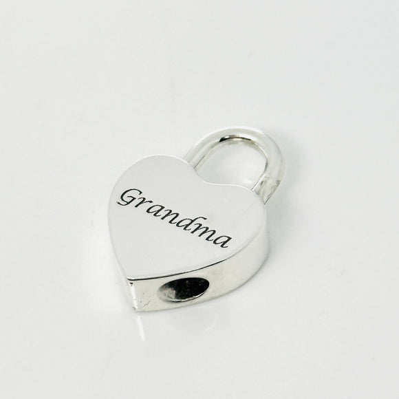 Tiffany & Co. Grandma Grandmother Heart Padlock Charm Pendant in 925 Silver